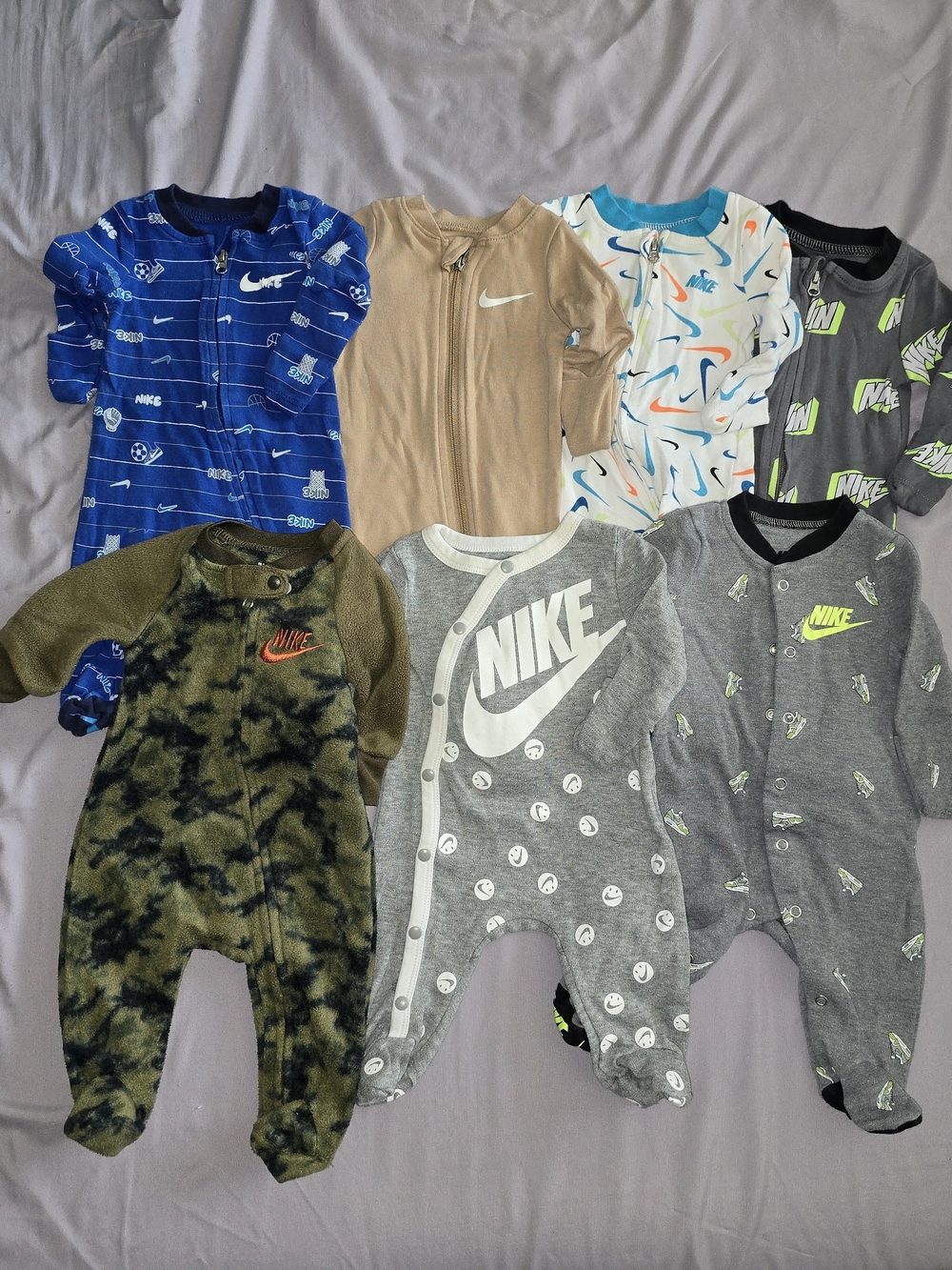 Nike Kids' Assorted Color One-Piece Footed Sleepers - Pack